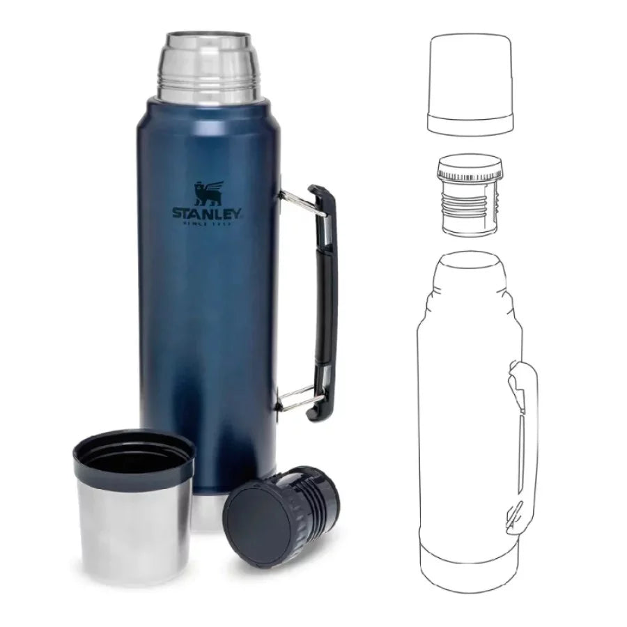 Premium 1L Stanley Thermos with twist-and-pour stopper and lid that doubles as a cup